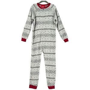 Family Pjs Kids Unisex Zip Up One Piece Sleeper Winter Fairisle Size 6-7
